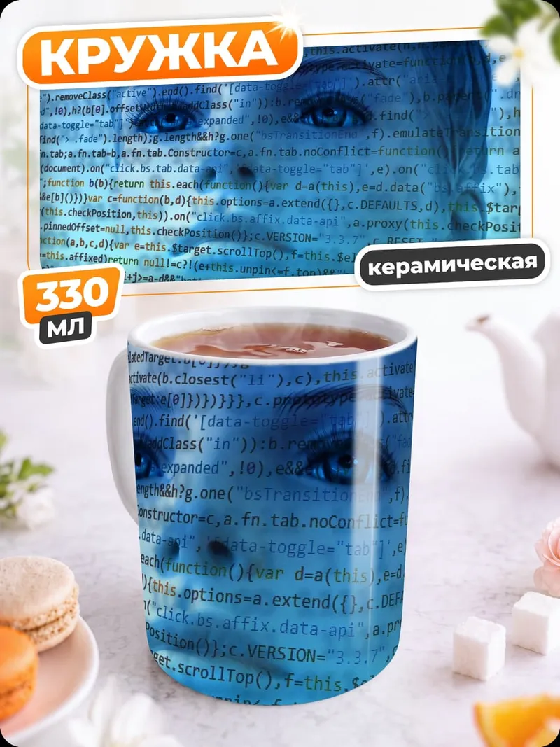 Кружка керамическая цифровой портрет девушки