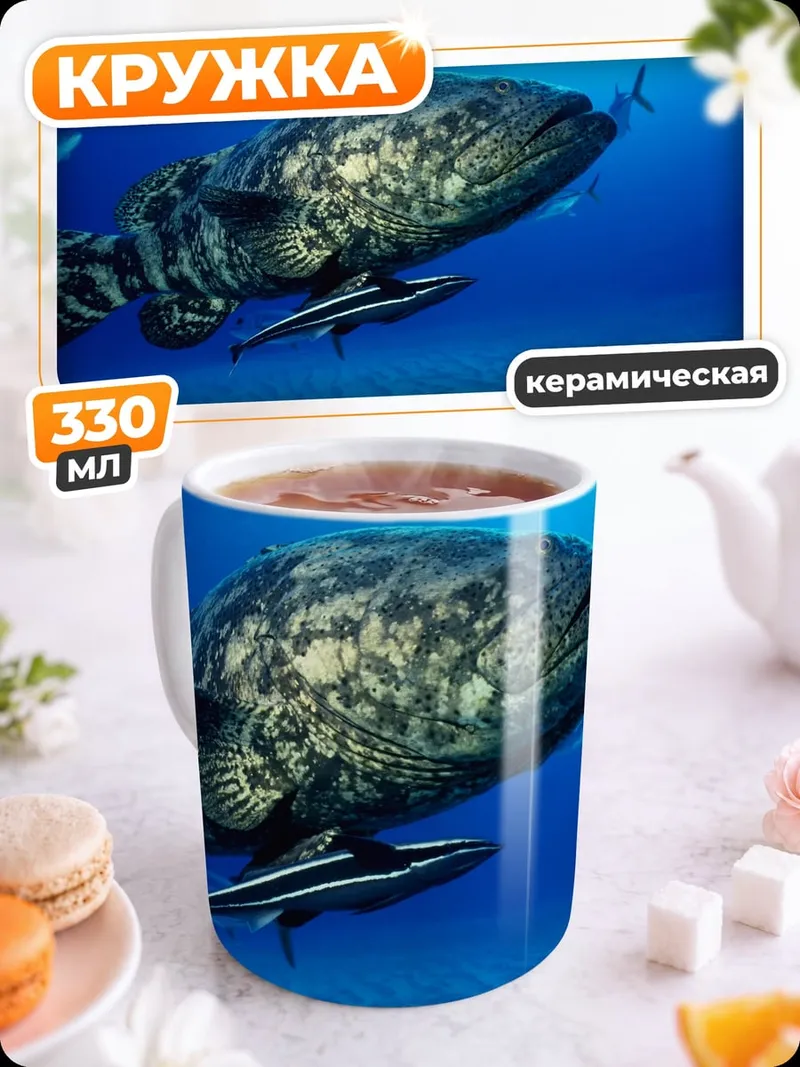 Кружка керамическая большая рыба
