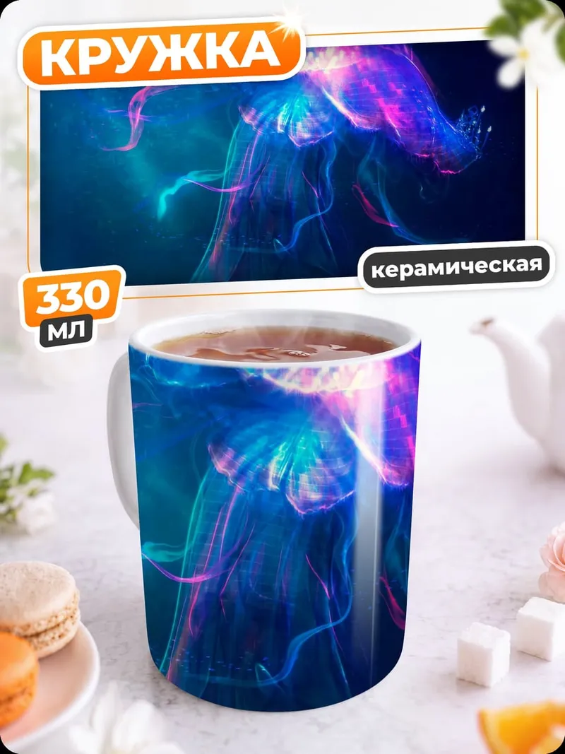 Кружка керамическая Светящаяся медуза