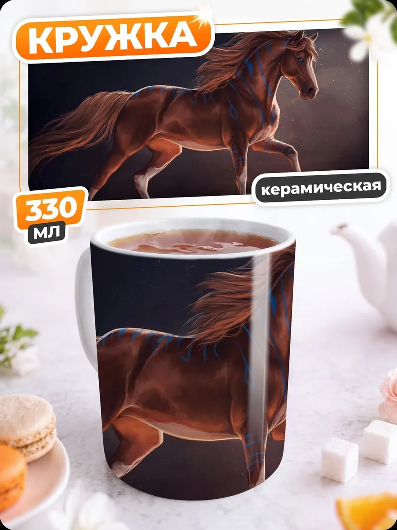 Кружка керамическая рыжий конь