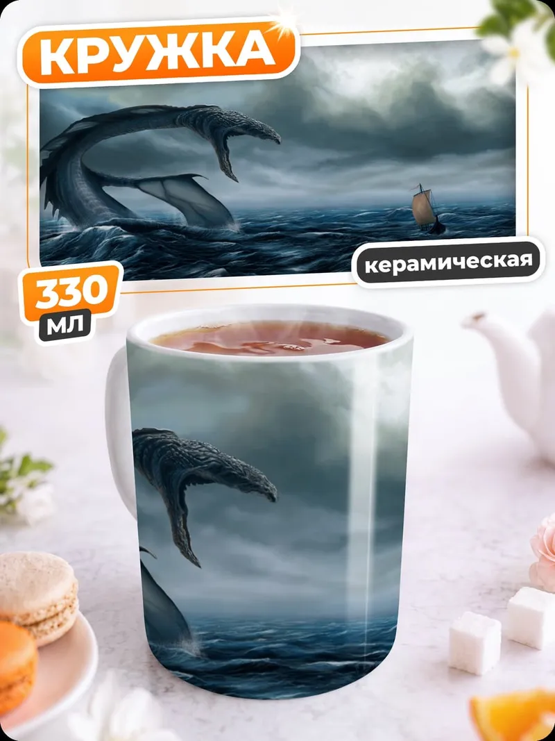 Кружка керамическая Морское чудовище атакует