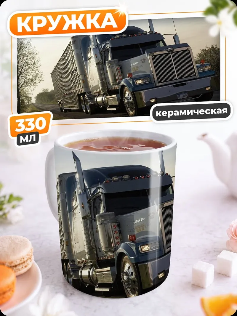 Кружка керамическая Грузовик на дороге
