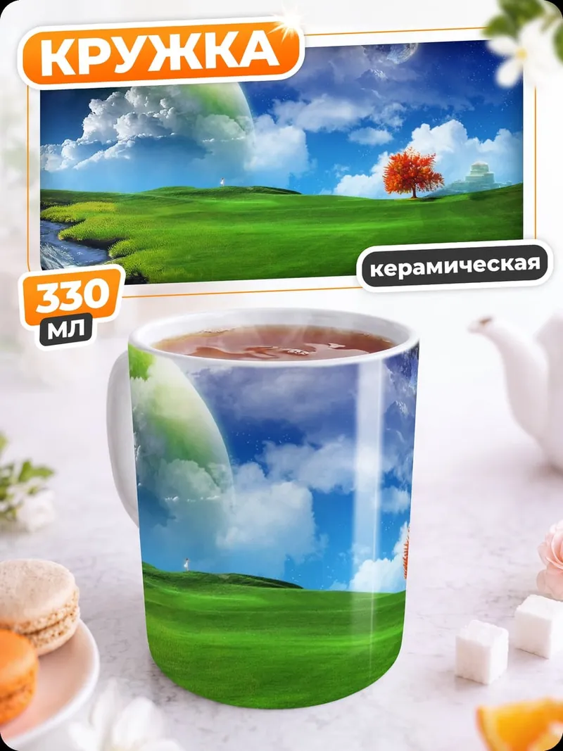 Кружка керамическая фантастический пейзаж
