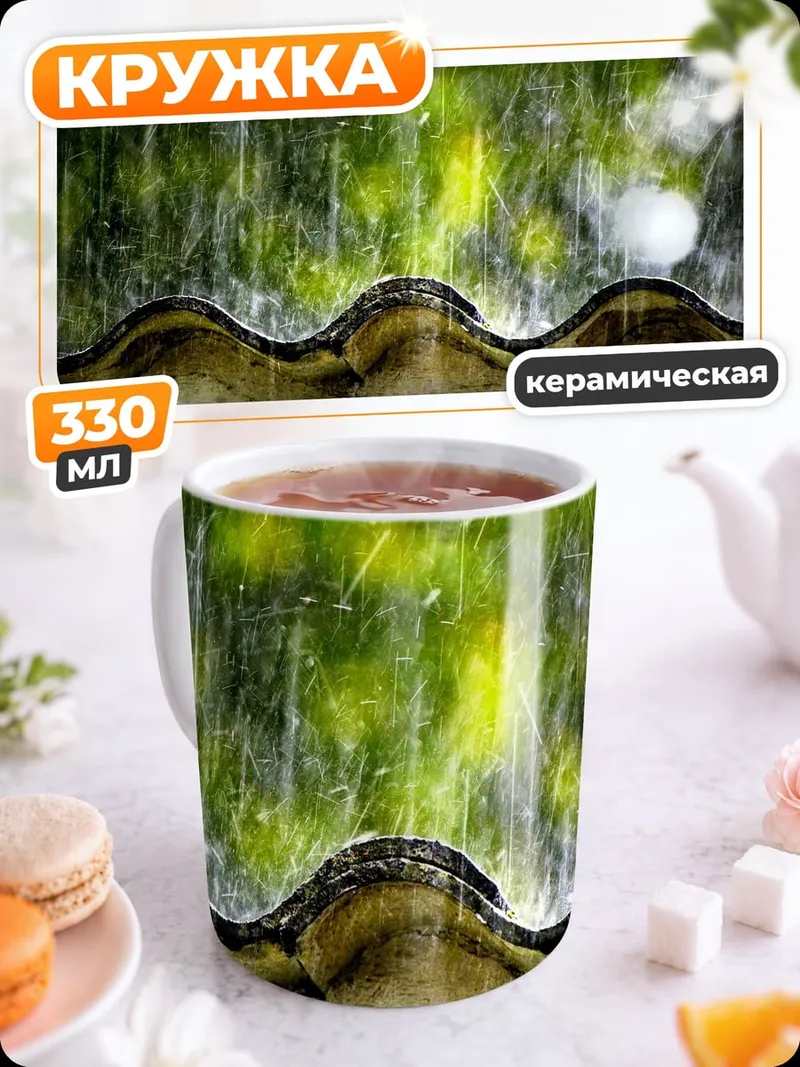 Кружка керамическая Дождь на крыше