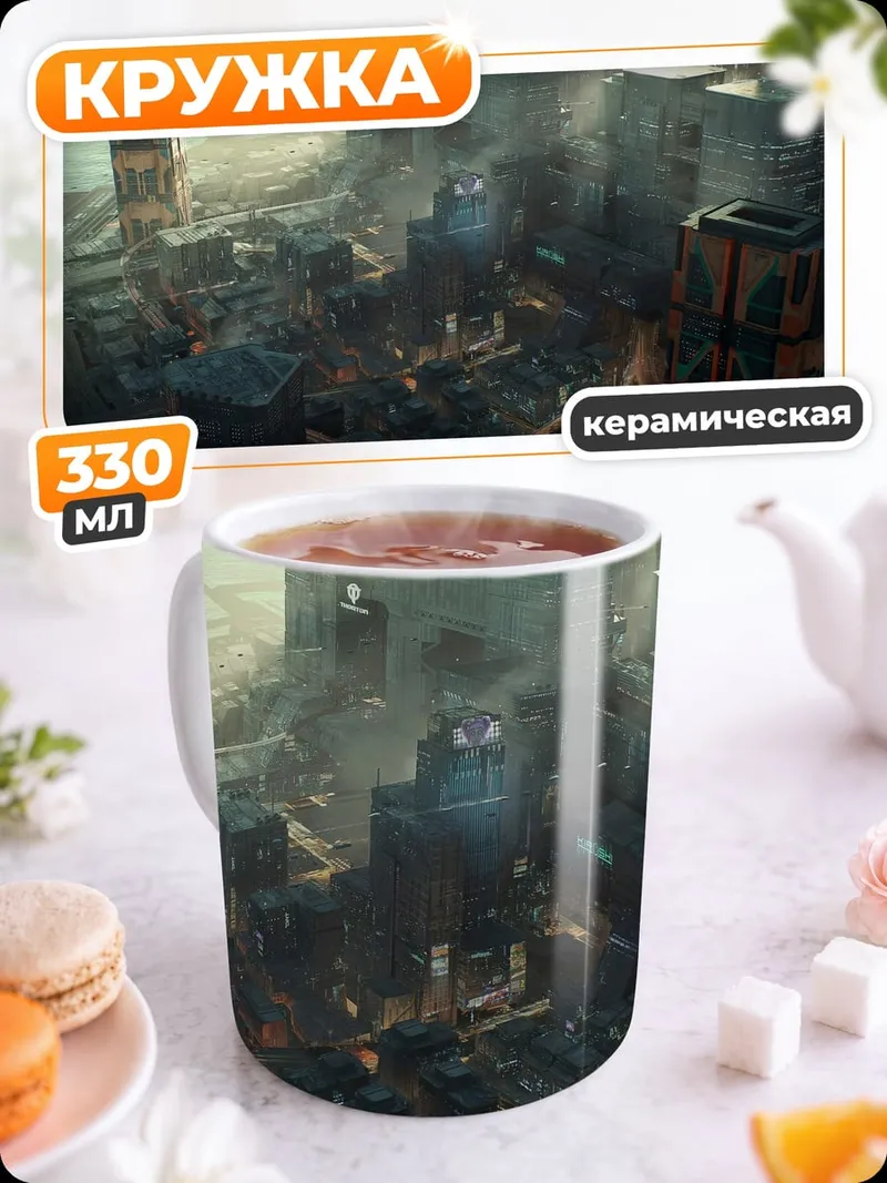 Кружка керамическая Футуристичный город