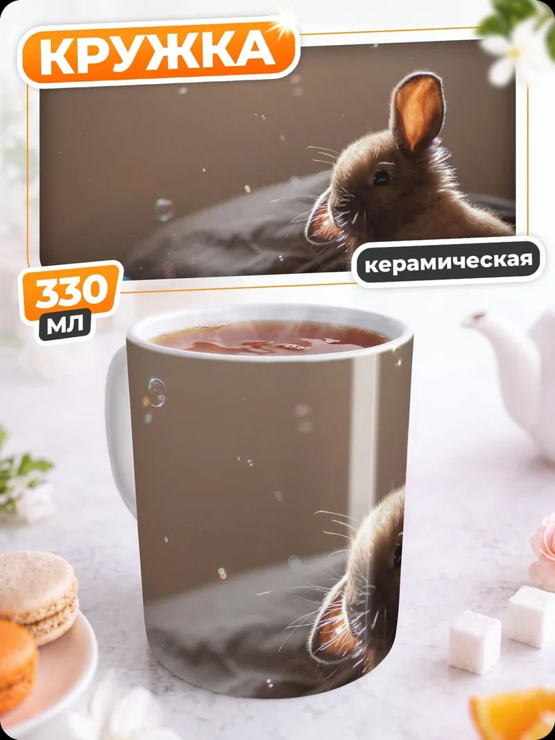 Кружка керамическая Зайчик в пузырях