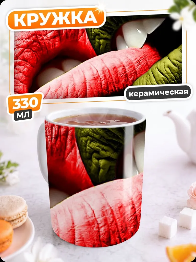 Кружка керамическая яркие губы