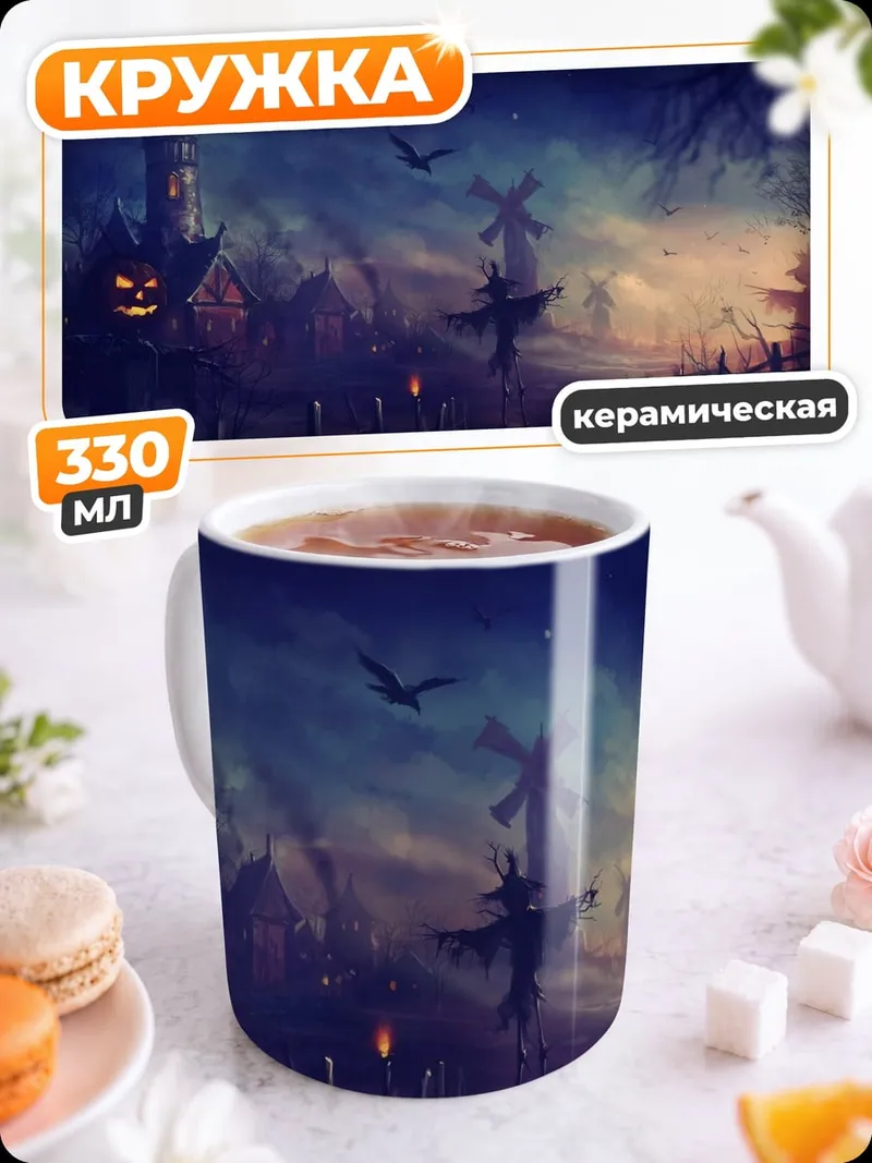 Кружка керамическая Жуткая ночь Хэллоуин
