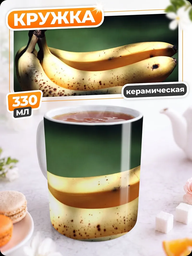 Кружка керамическая Спелые бананы на столе