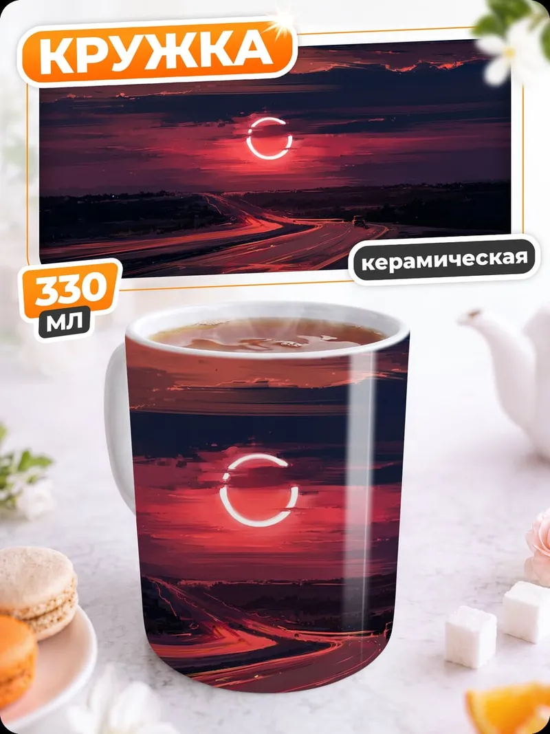 Кружка керамическая Закатное кольцо дорога