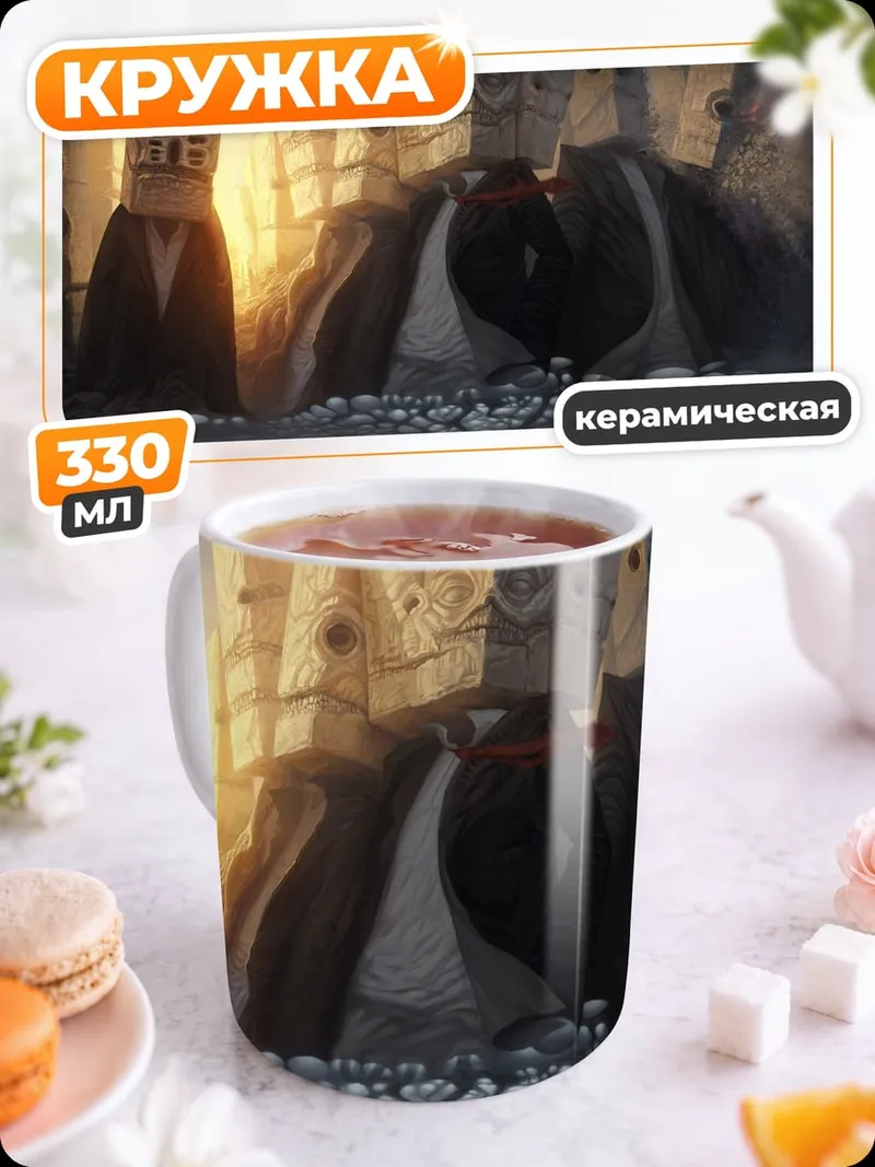 Кружка керамическая гигантские статуи