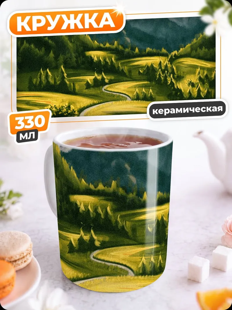 Кружка керамическая Путешествие на фургоне