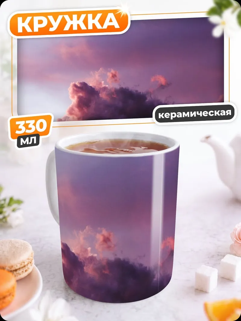 Кружка керамическая Фиолетовые облака закат