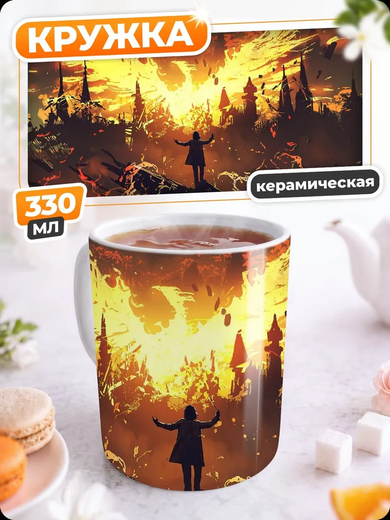Кружка керамическая Феникс над городом