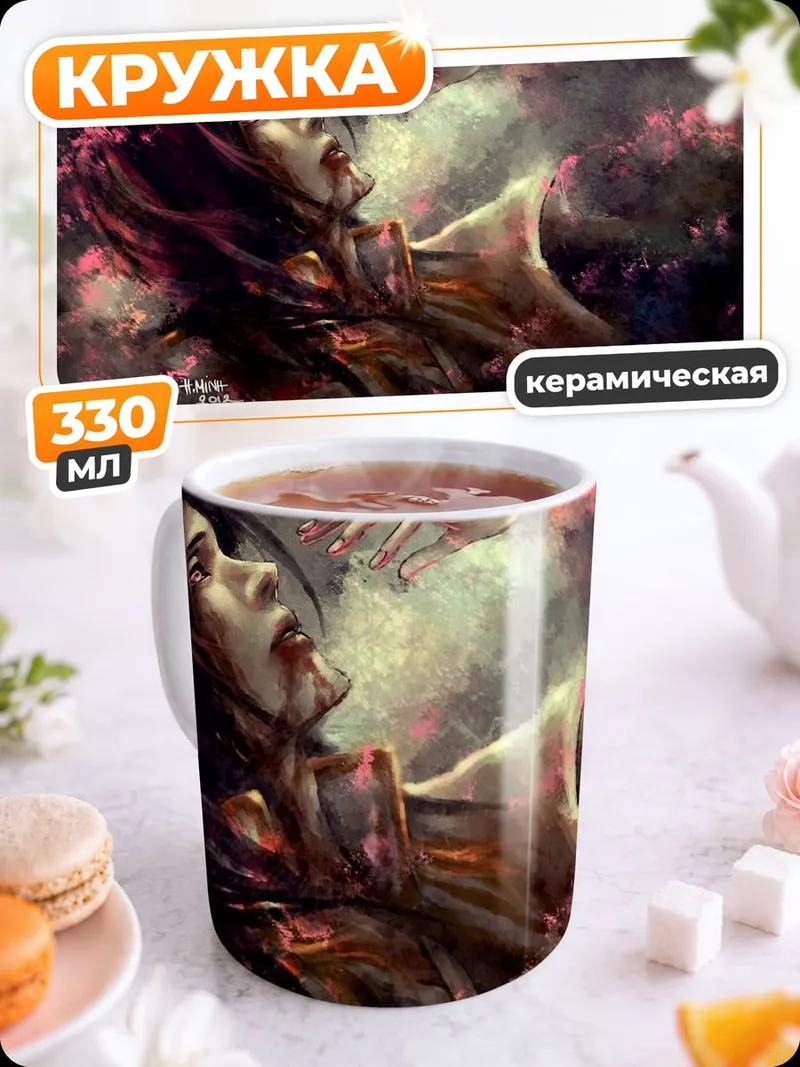 Кружка керамическая Падающая девушка в цветах