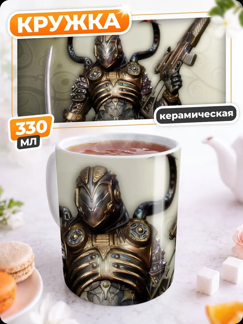 Кружка керамическая Киберпанк самурай воин