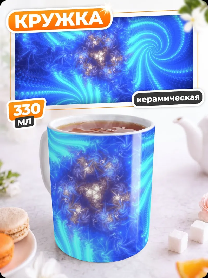 Кружка керамическая Синяя спираль энергия
