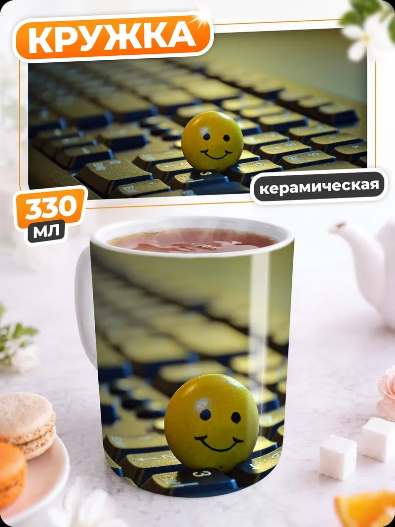 Кружка керамическая Смайлик на клавиатуре