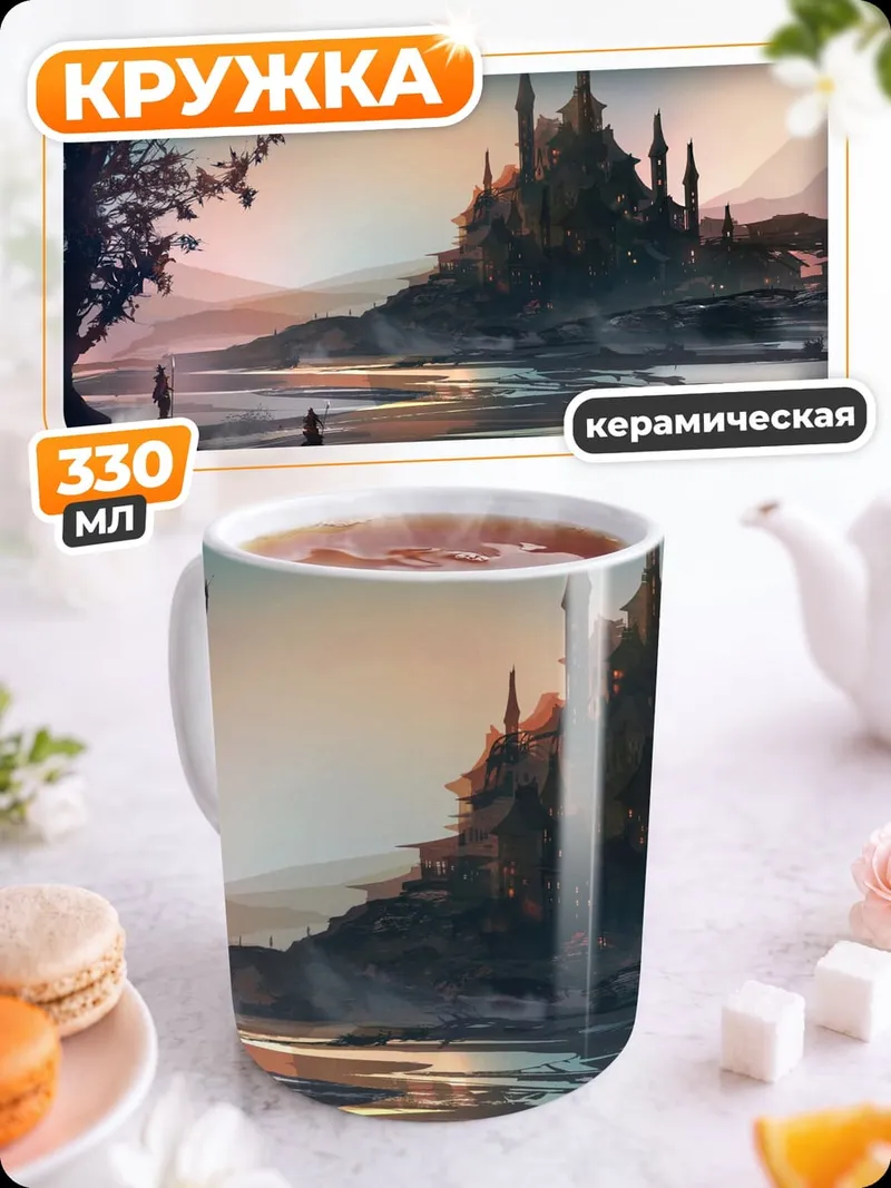 Кружка керамическая сказочный замок