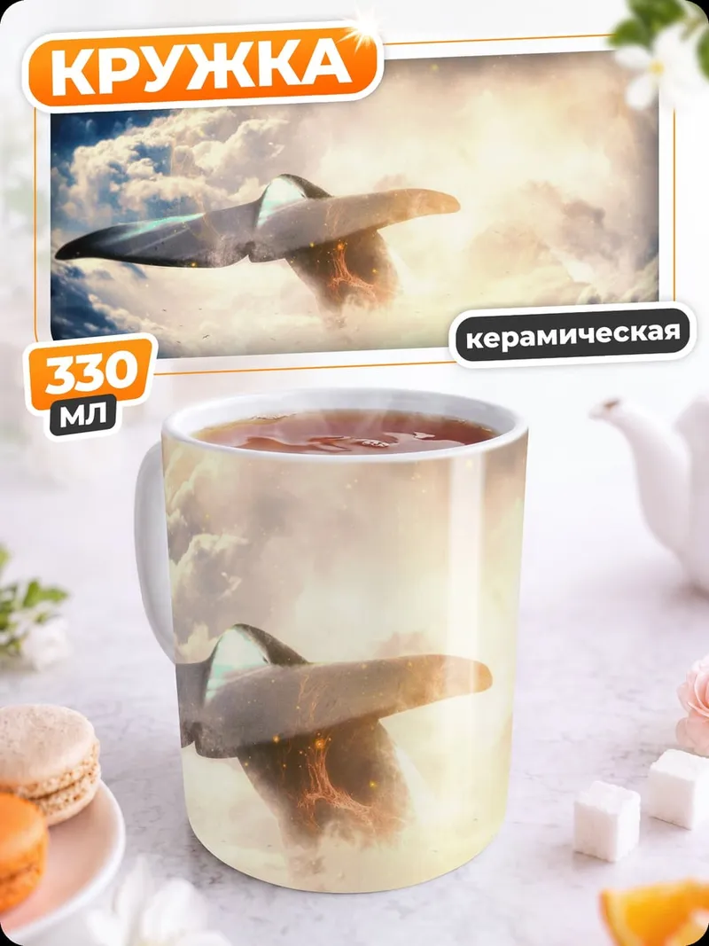 Кружка керамическая Астронавт и корабль
