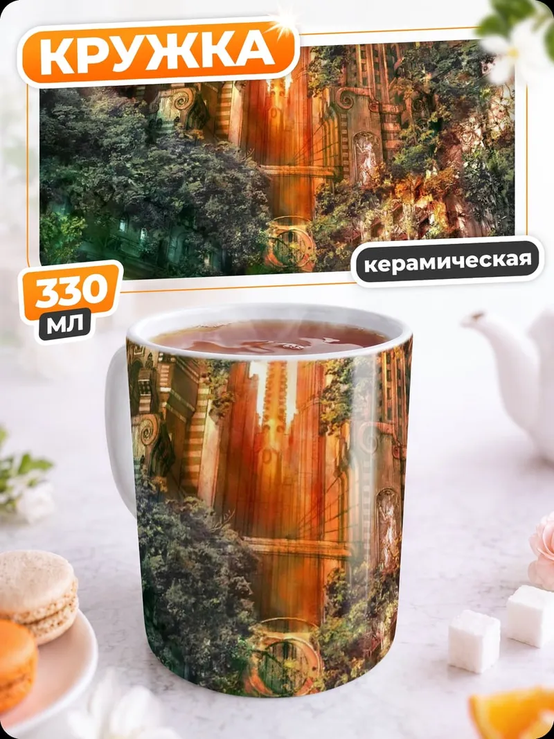Кружка керамическая Фантастический город