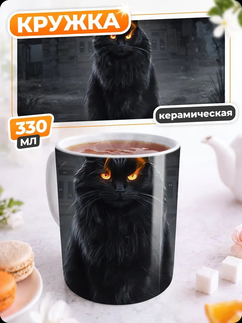 Кружка керамическая Черный кот