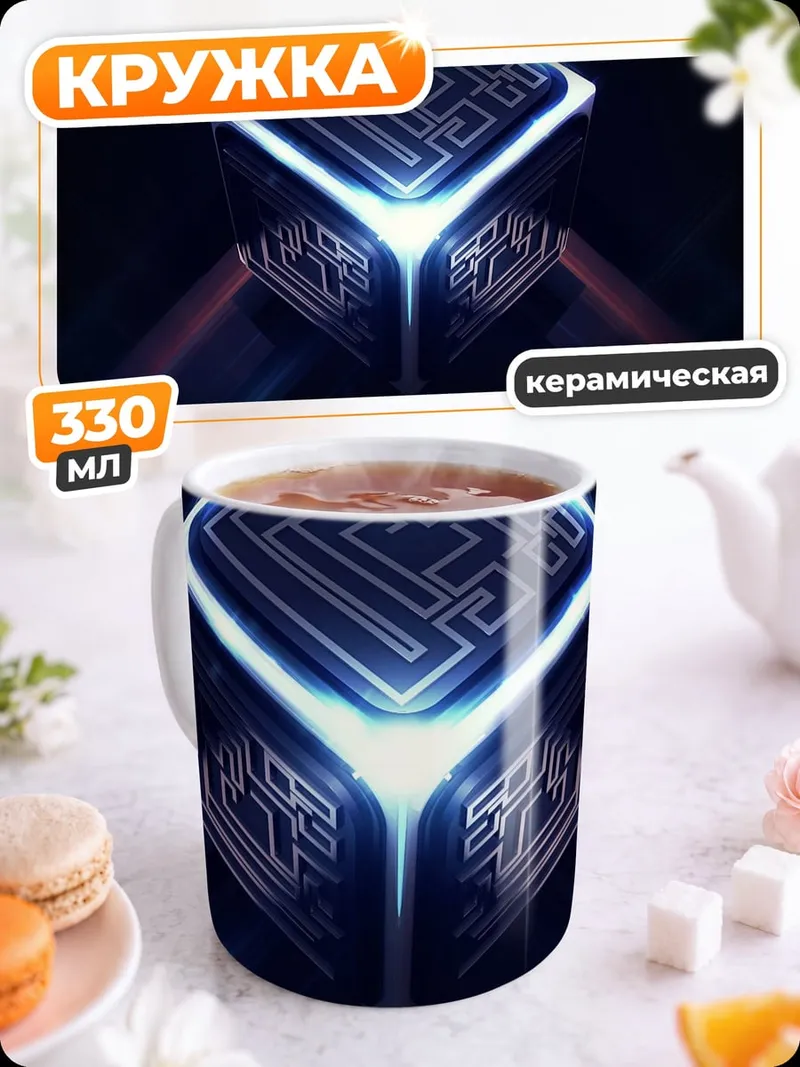 Кружка керамическая Неоновый куб