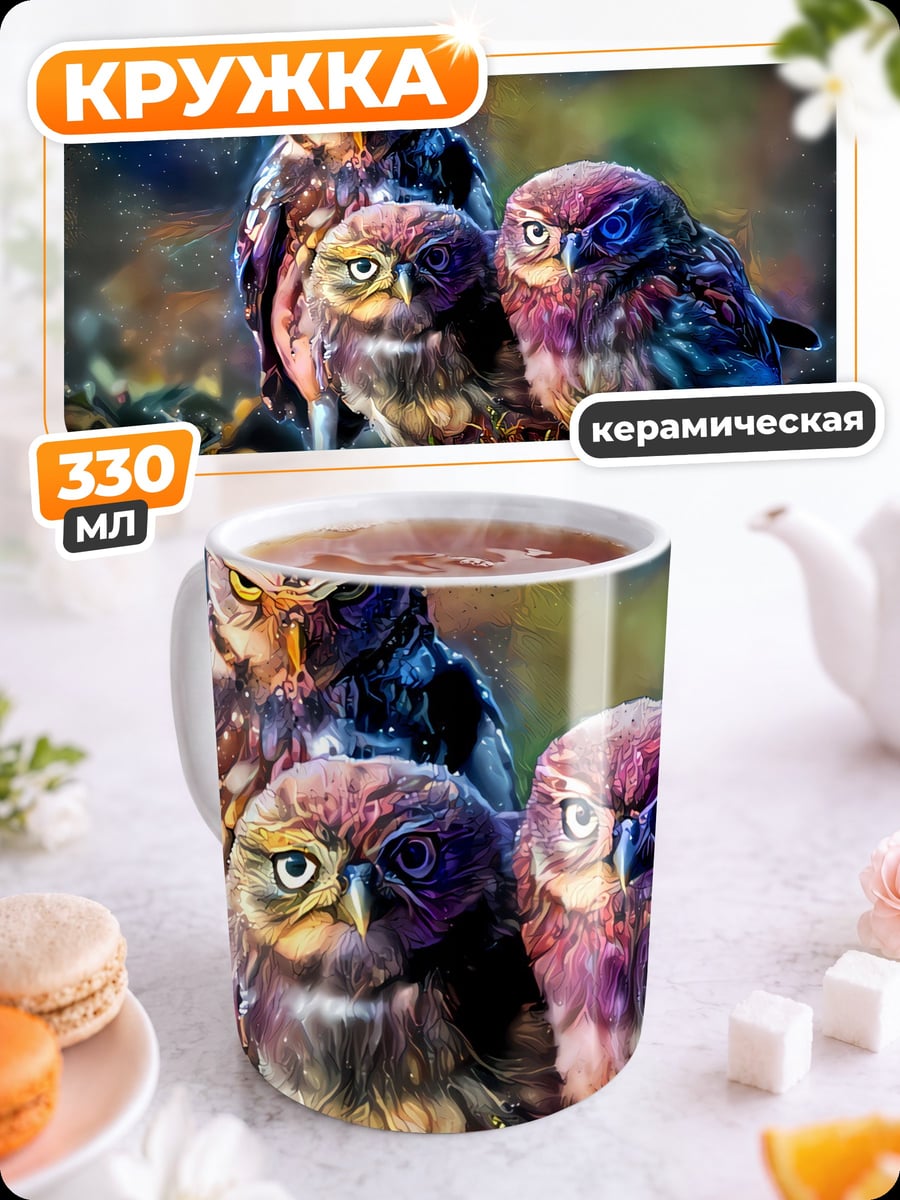 Кружка керамическая Три мудрых совы