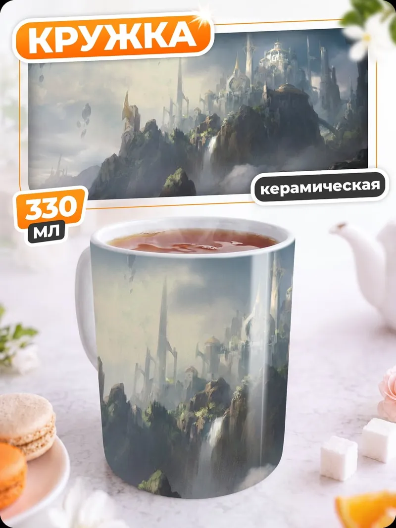 Кружка керамическая Парящий город