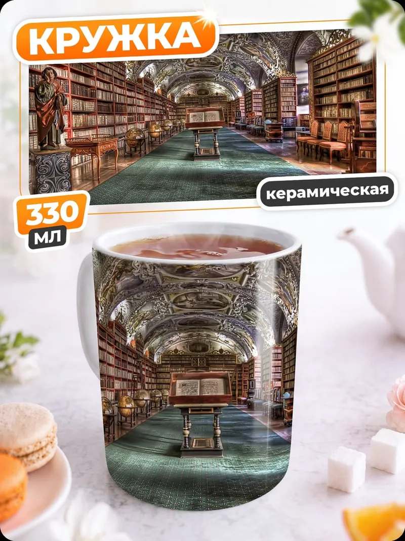 Кружка керамическая Старинная библиотека