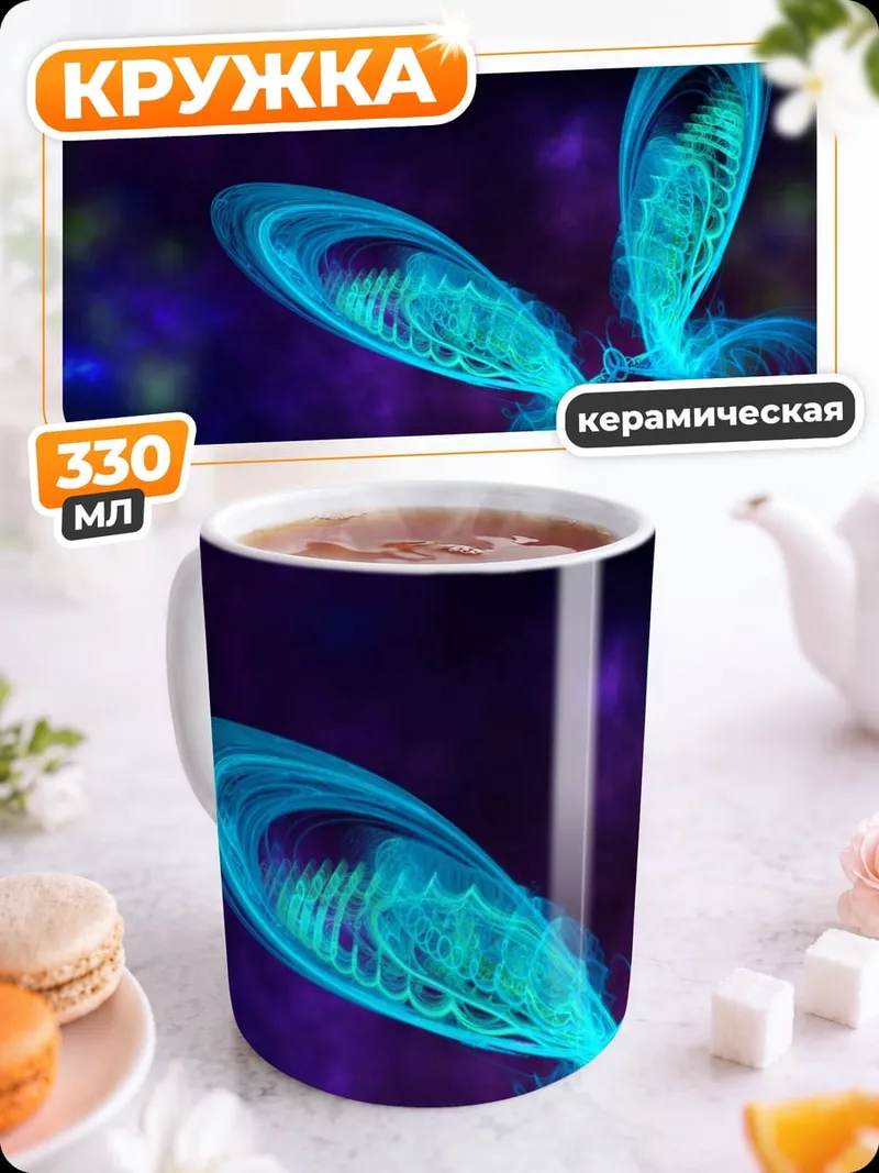 Кружка керамическая Неоновая бабочка
