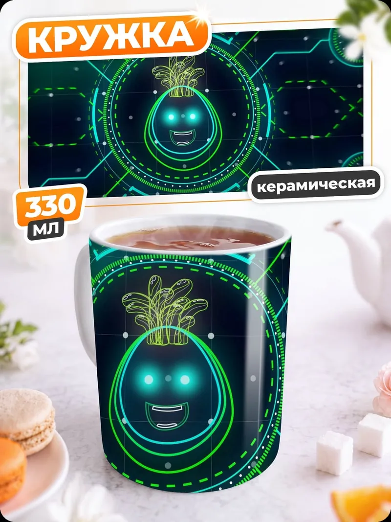 Кружка керамическая Кибернетический ананас в схемах
