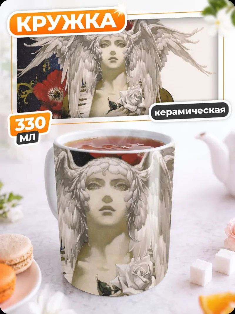 Кружка керамическая Ангел с белыми крыльями