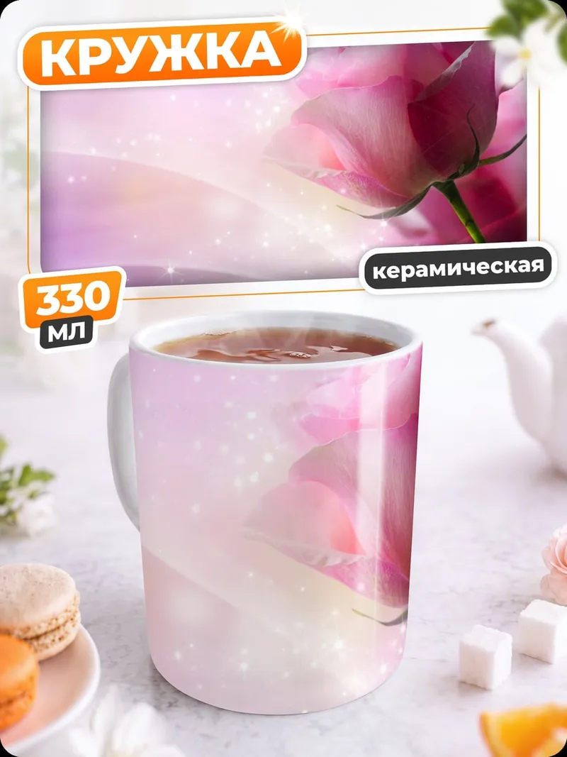 Кружка керамическая розовые розы