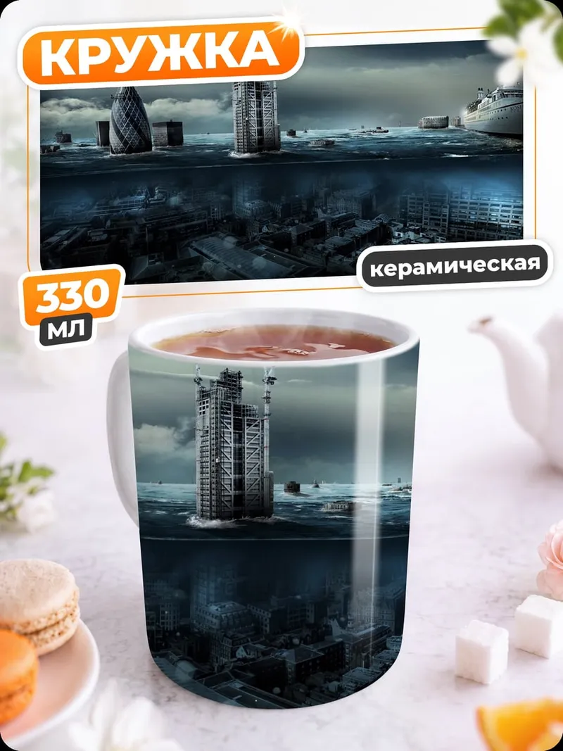 Кружка керамическая затопленный город