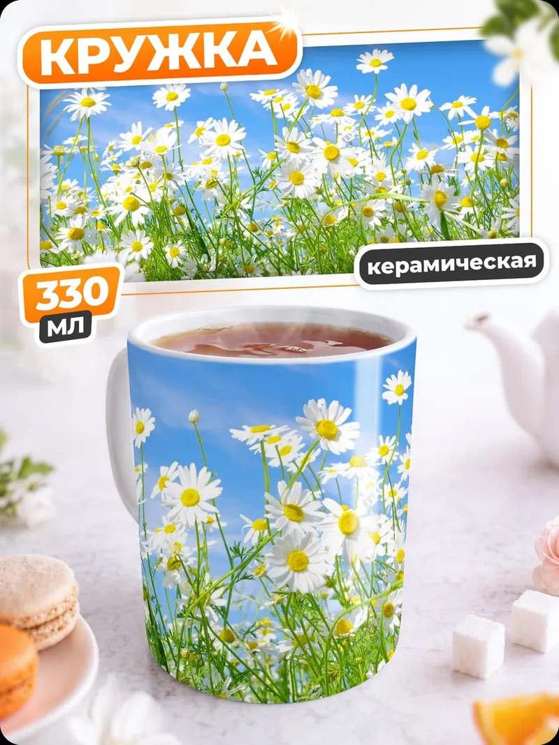 Кружка керамическая Поле ромашек