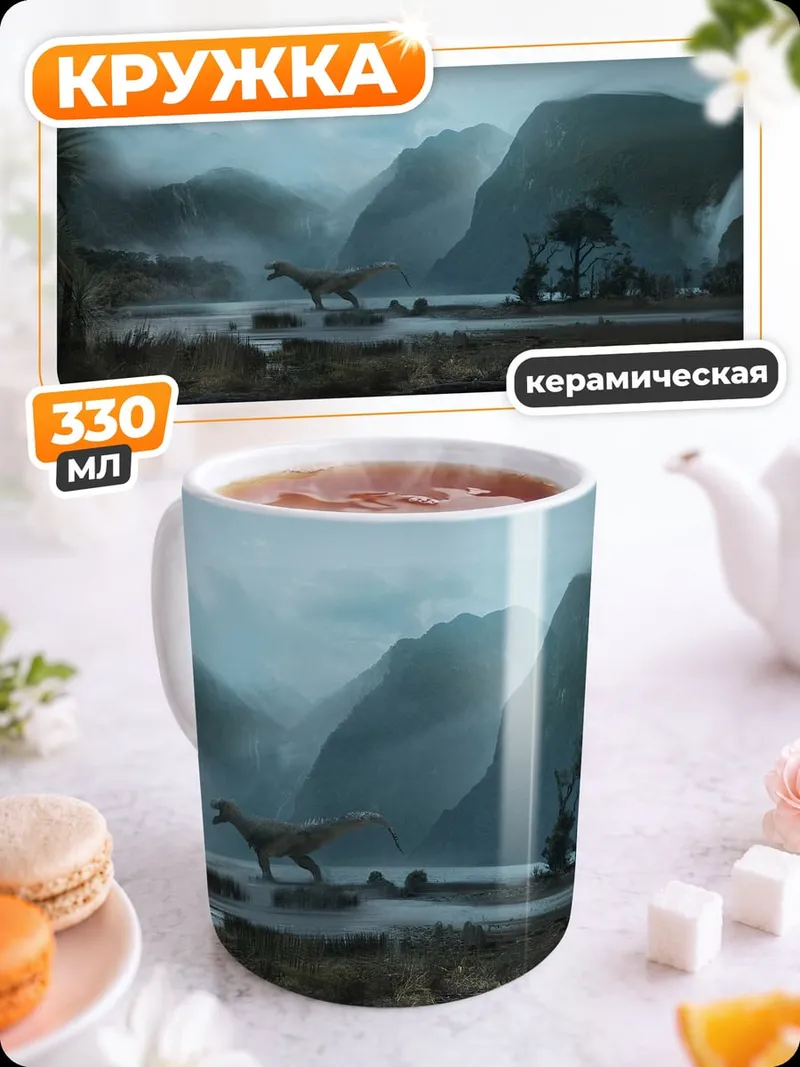 Кружка керамическая Динозавр в тумане