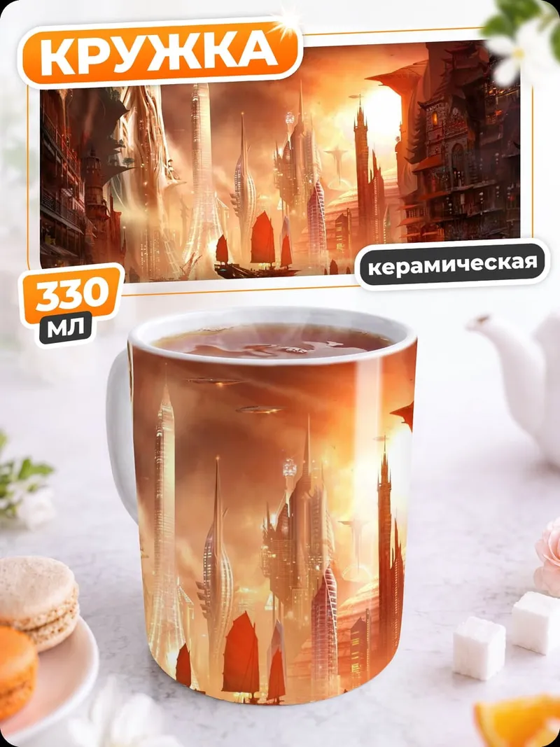 Кружка керамическая Фантастический город