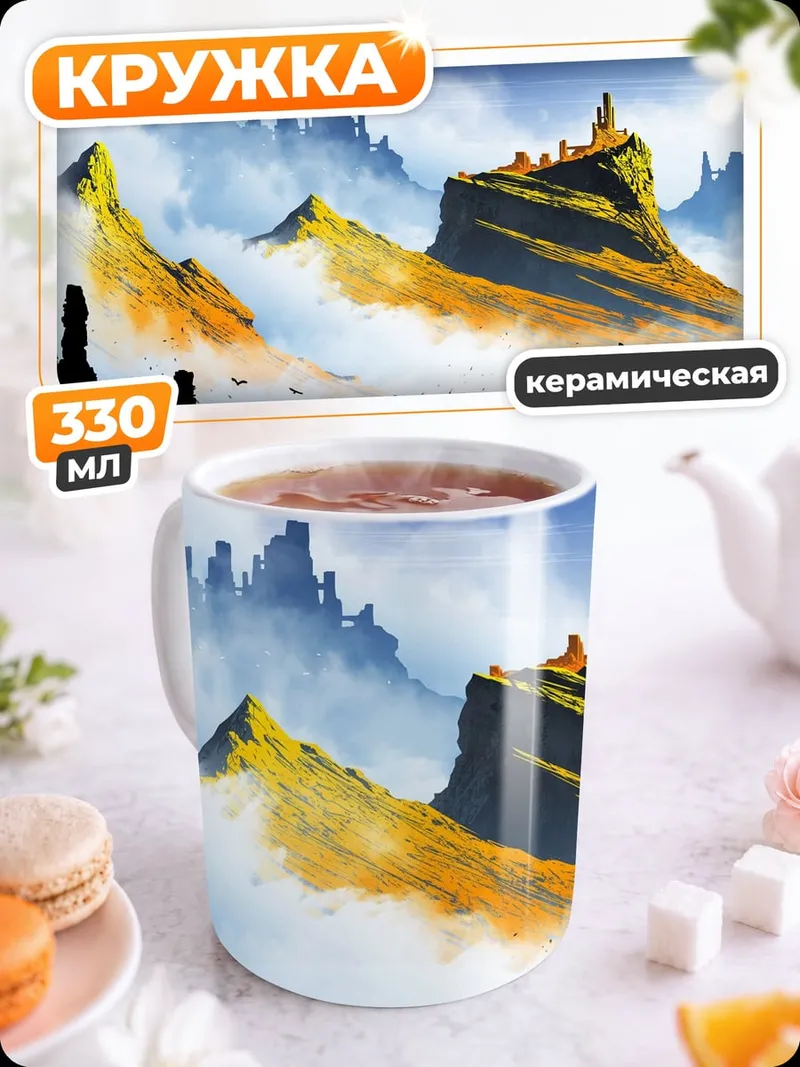 Кружка керамическая Горный замок