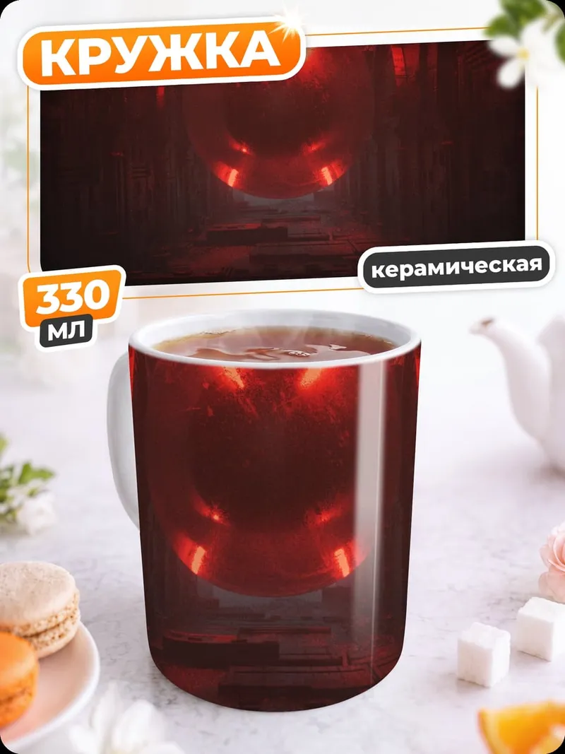 Кружка керамическая красный тоннель с человеком