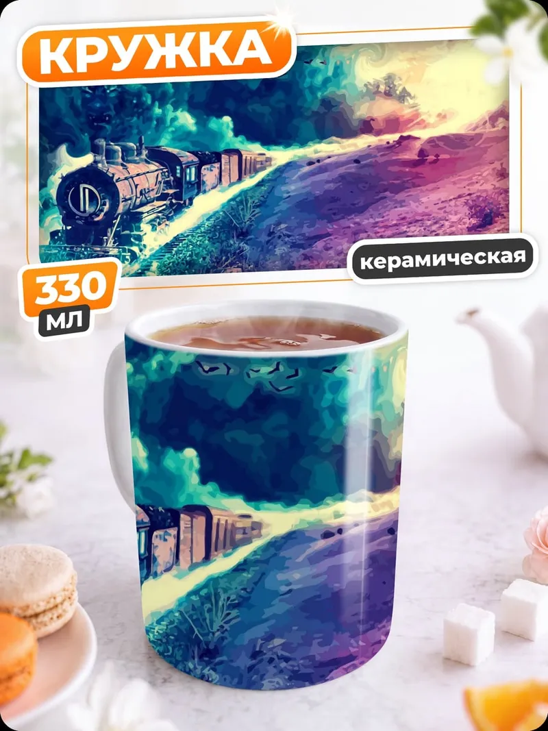 Кружка керамическая Поезд в космосе