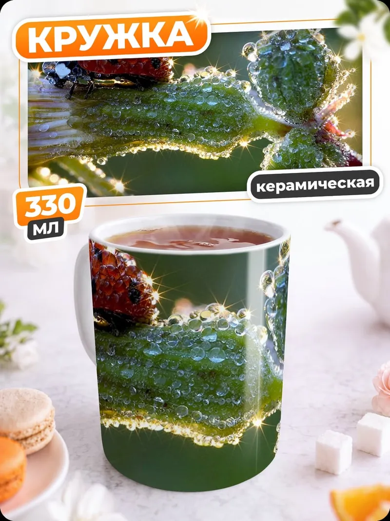 Кружка керамическая божья коровка роса