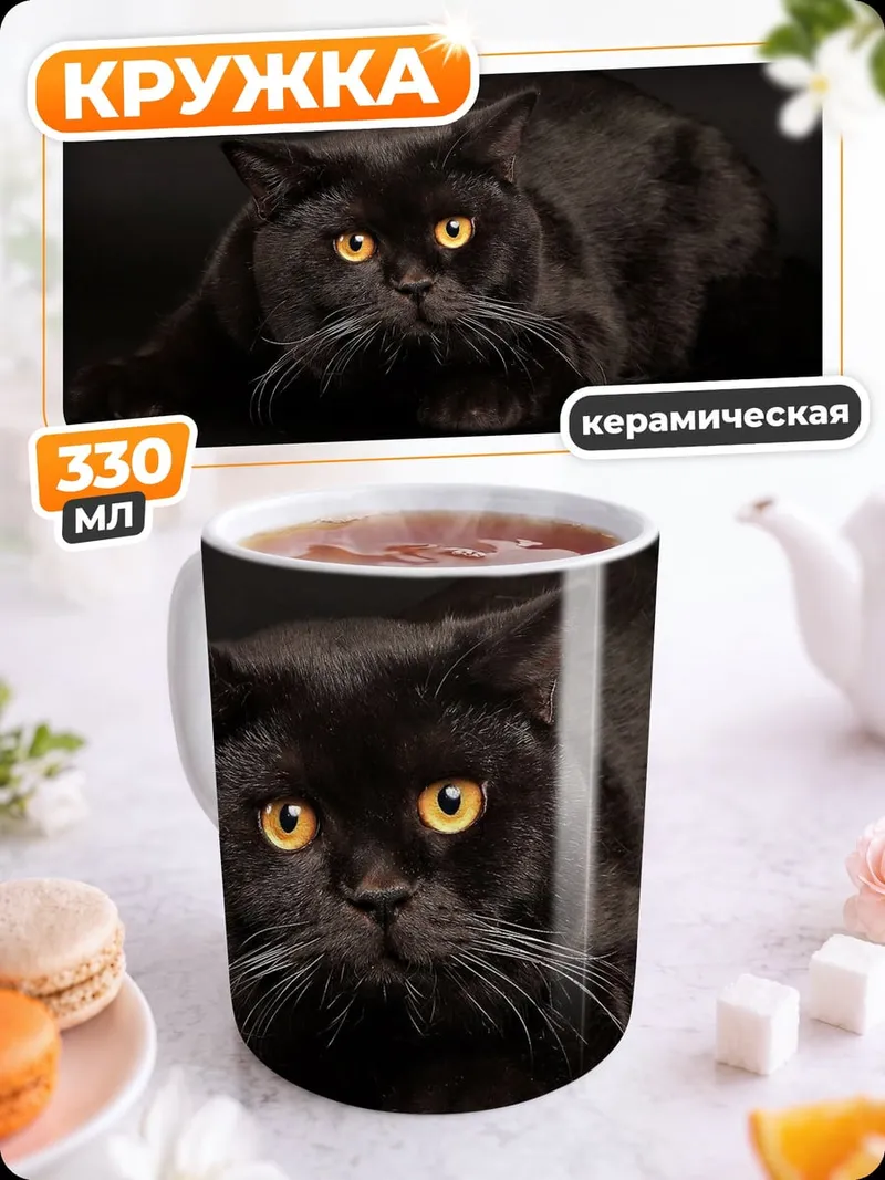 Кружка керамическая Черный кот