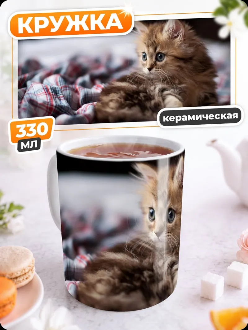 Кружка керамическая Пушистый котенок