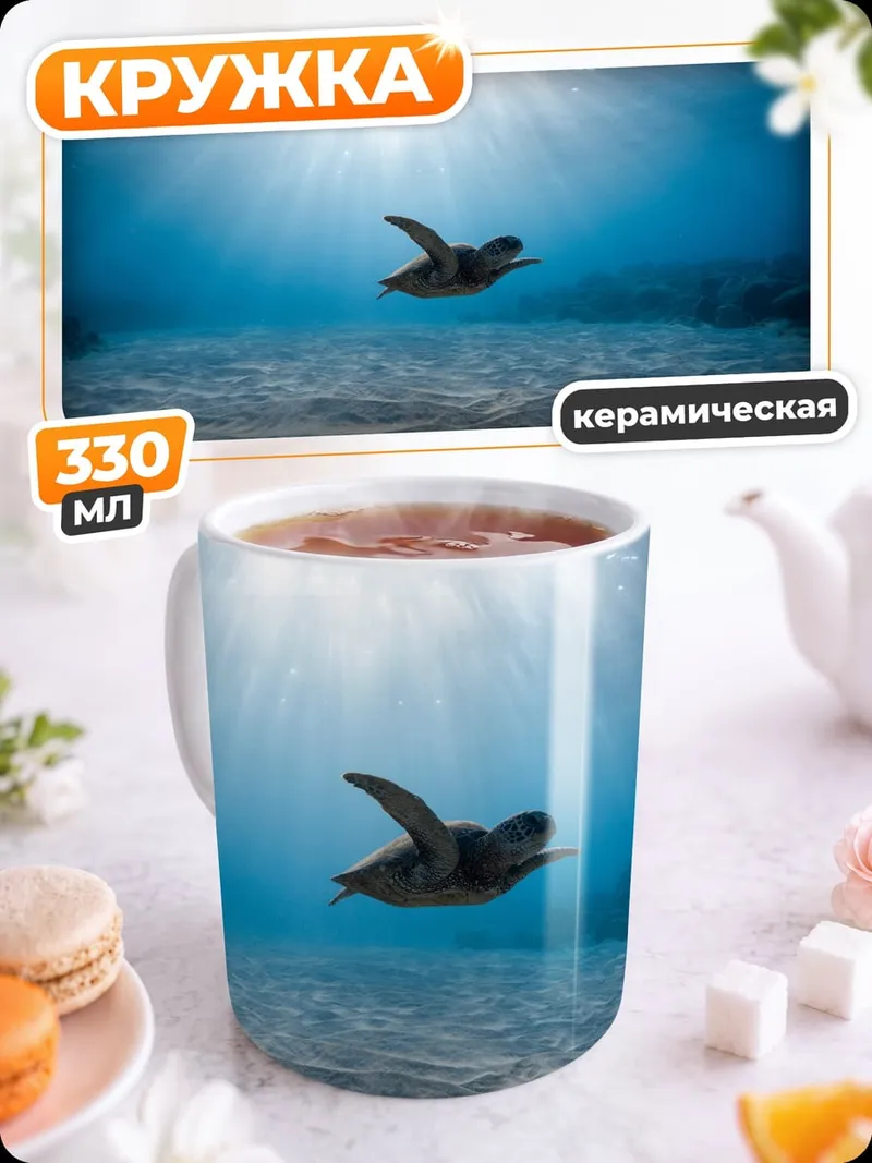 Кружка керамическая Черепаха в океане
