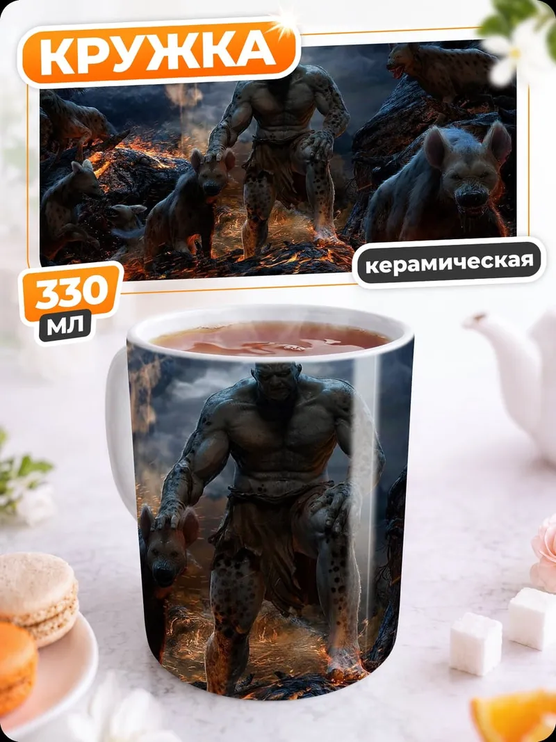 Кружка керамическая Орк и гиены