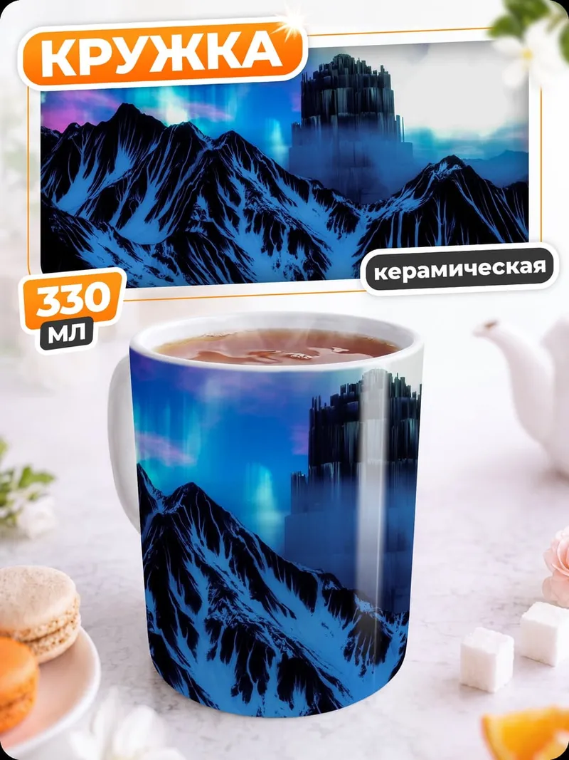 Кружка керамическая замок в горах