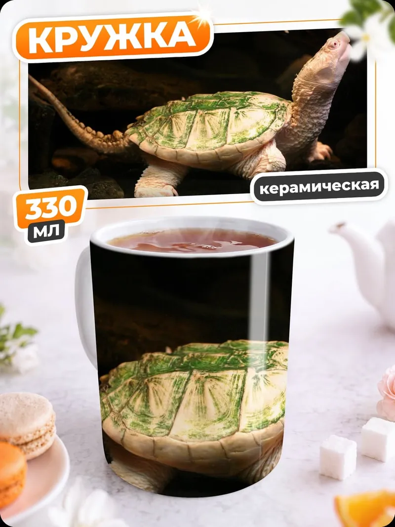 Кружка керамическая каймановая черепаха