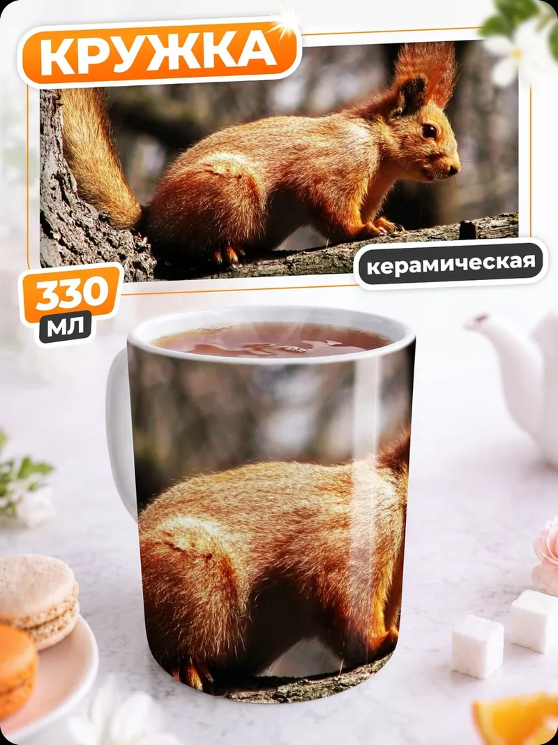 Кружка керамическая Рыжая белка