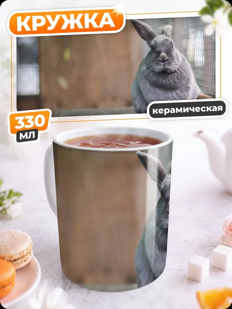 Кружка керамическая Пушистый кролик